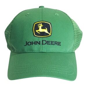 John‎ Deere Green Mesh Trucker Hat Embroidered Logo Adjustable Adult One Size